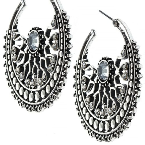 Jewelry - Crystal accent cresent moon earrings